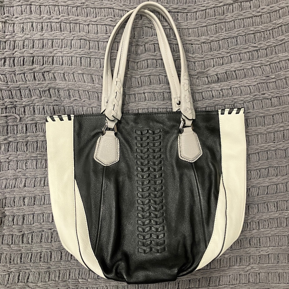 OrYany Black and White large leather tote bag.  Never used!
